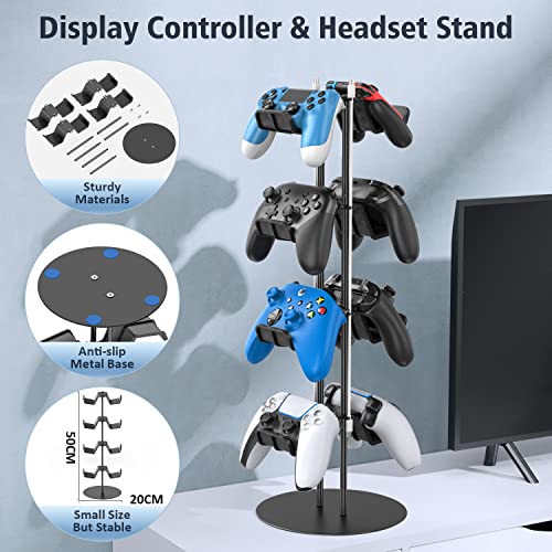 Kosker 4 stufige Kopfhörer Halter & Controller Halter, universelle Controller Halterung & Headset Halterung für PS5/PS4/Xbox/Nintendo Switch, Controller Stand mit Kabel Organizer, Gaming Zubehör Bild 4