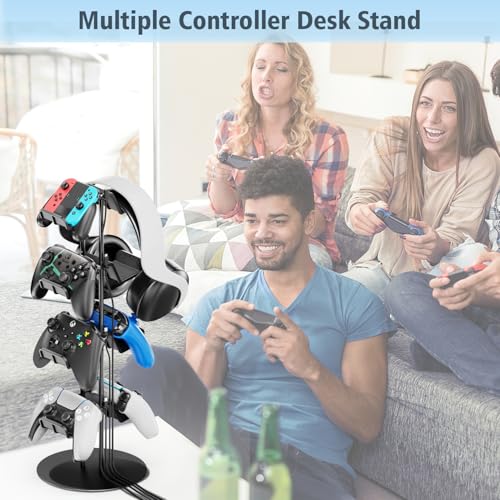 Kosker 4 stufige Kopfhörer Halter & Controller Halter, universelle Controller Halterung & Headset Halterung für PS5/PS4/Xbox/Nintendo Switch, Controller Stand mit Kabel Organizer, Gaming Zubehör Bild 6