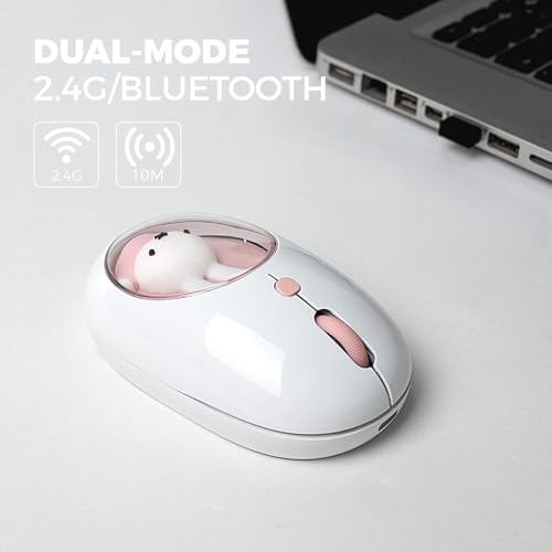 MiPow x Miffy Bluetooth Wireless Maus, kleine tragbare Maus, geeignet für Laptops, Tablets usw., Tracking reibungslos, kompatibel mit PC und Mac, Windows und macOS,Pink - Ostern Geschenke Bild 3