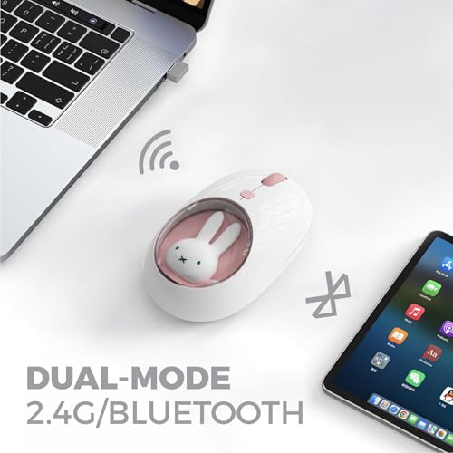 MiPow x Miffy Bluetooth Wireless Maus, kleine tragbare Maus, geeignet für Laptops, Tablets usw., Tracking reibungslos, kompatibel mit PC und Mac, Windows und macOS,Pink - Ostern Geschenke Bild 5