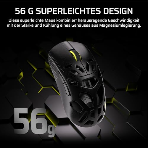 Corsair Sabre v2 PRO Kabellose MG FPS-Gaming-Maus – 33,000 DPI Marksman S-Sensor, 8,000Hz Hyper-Polling, Langlebiges Magnesium, Leichtgewicht, Bis zu 120 Stunden Akkulaufzeit – Schwarz Bild 4