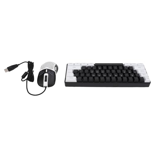 Alomejor Mehrfarbige Kombination aus Tastatur und Maus mit LED-Hintergrundbeleuchtung, RGB-beleuchtete Kabelgebundene Gaming-Tastatur für 10, Geschäftsreisen (Schwarzer, weißer Rahmen in der Mitte) Bild 4