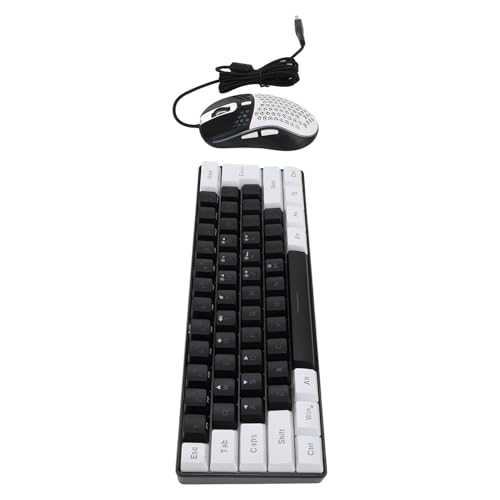 Alomejor Mehrfarbige Kombination aus Tastatur und Maus mit LED-Hintergrundbeleuchtung, RGB-beleuchtete Kabelgebundene Gaming-Tastatur für 10, Geschäftsreisen (Schwarzer, weißer Rahmen in der Mitte) Bild 5