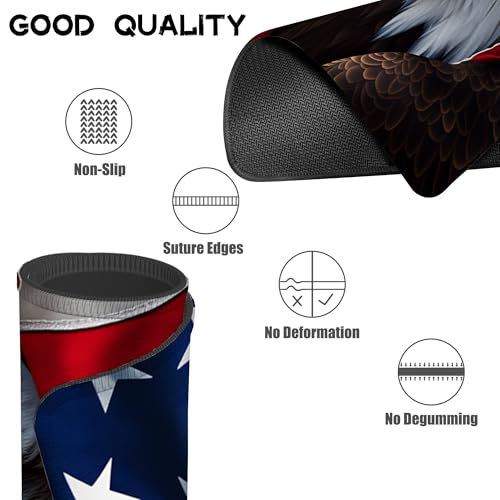 Mauspad mit amerikanischer Flagge, Adler, rutschfeste Gummiunterseite, waschbar, Computer-Mauspad mit genähten Kanten, kleine Mauspads für Computer, Laptop, Gaming, Büro und Zuhause, 24,1 x 20,1 cm Bild 4
