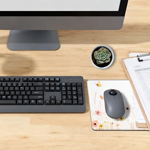 Mauspad mit Wildblumen- und Schmetterlingsmotiv und rutschfester Gummiunterseite, waschbares Computer-Mauspad mit genähten Kanten, kleine Mauspads für Computer, Laptop, Gaming, Büro und Zuhause, 24,1 Bild 6