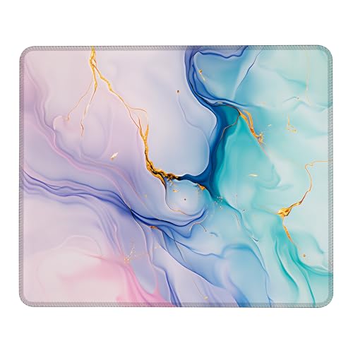 Mauspad mit rutschfester Gummiunterseite, waschbar, Computer-Mauspad mit genähten Kanten, kleine Mauspads für Computer, Laptop, Gaming, Büro und Zuhause, 24,1 x 20,1 cm, Blau / Lila Bild 1