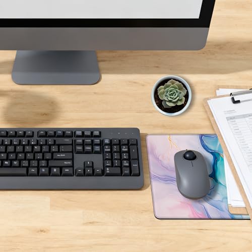 Mauspad mit rutschfester Gummiunterseite, waschbar, Computer-Mauspad mit genähten Kanten, kleine Mauspads für Computer, Laptop, Gaming, Büro und Zuhause, 24,1 x 20,1 cm, Blau / Lila Bild 6