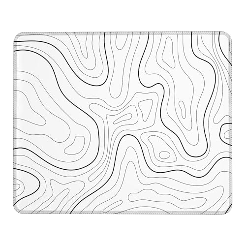 Mauspad mit abstrakten topografischen Linien und rutschfester Gummiunterseite, waschbares Computer-Mauspad mit genähten Kanten, kleine Mauspads für Computer, Laptop, Gaming, Büro und Zuhause, 24,1 x Bild 1