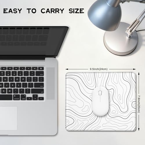 Mauspad mit abstrakten topografischen Linien und rutschfester Gummiunterseite, waschbares Computer-Mauspad mit genähten Kanten, kleine Mauspads für Computer, Laptop, Gaming, Büro und Zuhause, 24,1 x Bild 3