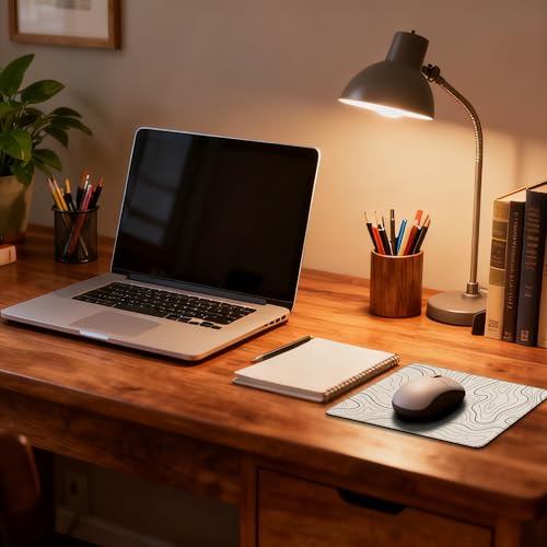 Mauspad mit abstrakten topografischen Linien und rutschfester Gummiunterseite, waschbares Computer-Mauspad mit genähten Kanten, kleine Mauspads für Computer, Laptop, Gaming, Büro und Zuhause, 24,1 x Bild 7