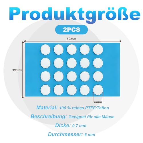 40 Stück Mouse Skates Set für Logitech G PRO Wireless - PTFE Maus Dot-Skates Still, Ultra-Schnelle Mausfüße, Skates für Gaming Mäuse, Premium Mausfüße Ersatz, Geschwindigkeit & Kontrolle (Grau, 6mm) Bild 2