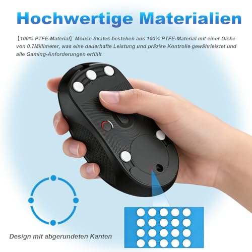 40 Stück Mouse Skates Set für Logitech G PRO Wireless - PTFE Maus Dot-Skates Still, Ultra-Schnelle Mausfüße, Skates für Gaming Mäuse, Premium Mausfüße Ersatz, Geschwindigkeit & Kontrolle (Grau, 6mm) Bild 5