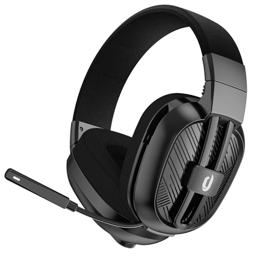 JIMYIU Gaming Headset, Wireless Headset für PC, PS5, PS4, Mac, 2,4 GHz/BT Headset PS5 mit Mikrofon Geräuschunterdrückung, 50H+ Akkulaufzeit Black Bild 1