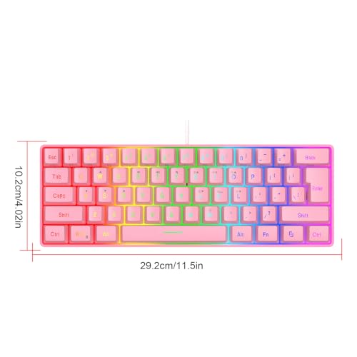 banapoy Kabelgebundene Gaming-Tastatur und Maus-Kombination mit Mauspad, 61 Tasten RGB-Tastatur und Maus mit Hintergrundbeleuchtung, Ergonomische Gaming-Arbeitscomputertastatur (Rosafarbenes Set) Bild 4