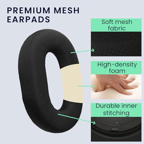 kwmobile 2X Mesh Polyester Ohr Polster für Razer BlackShark V3 Pro Ohrpolster - Ersatz Ohrpolster - Kopfhörer Ersatzteile - Kopfhörer Ersatzpolster für Over Ear Headphones Bild 3