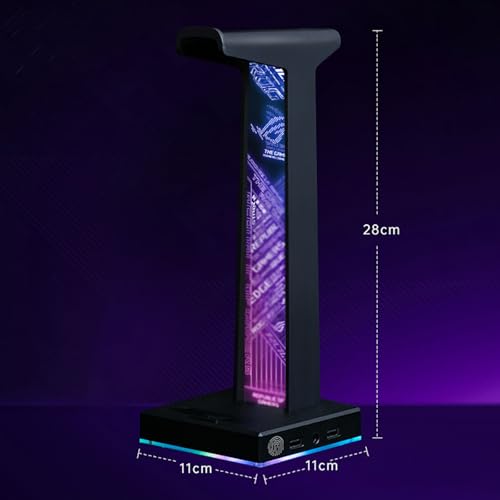 Acryl-Gaming-Kopfhörerständer, RGB-Headset-Ständer, mit 2 USB-Anschlüssen und 3,5-mm-Audio-Buchse, 10 Lichtmodi, Computerspiel-Zubehör, für alle Kopfhörer Bild 2