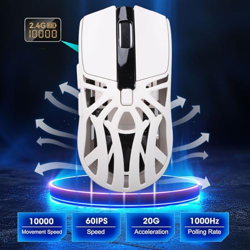 LICAEVEY Gaming-Maus, 10000 DPI Tri Mode 2,4 G Wireless BT5.3, Kabelgebundene Konnektivität mit RO-Programmierung für PC-Computerspiele Bild 2
