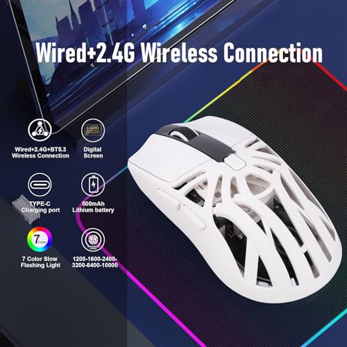 LICAEVEY Gaming-Maus, 10000 DPI Tri Mode 2,4 G Wireless BT5.3, Kabelgebundene Konnektivität mit RO-Programmierung für PC-Computerspiele Bild 4