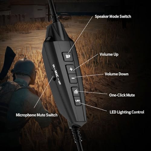 BAFOVY 50-mm-Gaming-Headset, Gaming-Kopfhörer mit 7.1-Surround-Sound, 360° Räumlicher für -RPG-Spiele, PC-Switch, Verstellbare Stahlgabel und Geräuschisolierende Ohrpolster Bild 6