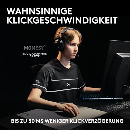 Logitech G PRO X2 SUPERSTRIKE Lightspeed kabellose Gaming-Maus, super schnell, äußerst leicht (61 g), anpassbare klick-Haptik, USB-C-Aufladung, für PC/Mac/Laptop - Weiß Bild 2