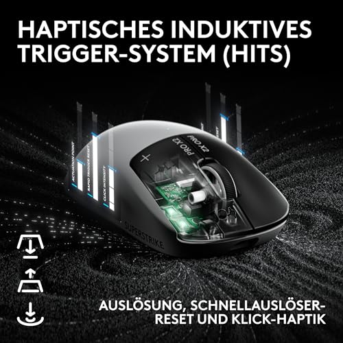 Logitech G PRO X2 SUPERSTRIKE Lightspeed kabellose Gaming-Maus, super schnell, äußerst leicht (61 g), anpassbare klick-Haptik, USB-C-Aufladung, für PC/Mac/Laptop - Weiß Bild 3