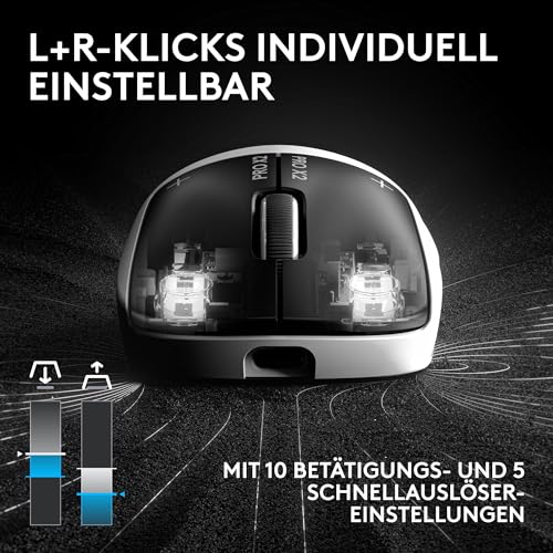 Logitech G PRO X2 SUPERSTRIKE Lightspeed kabellose Gaming-Maus, super schnell, äußerst leicht (61 g), anpassbare klick-Haptik, USB-C-Aufladung, für PC/Mac/Laptop - Weiß Bild 5