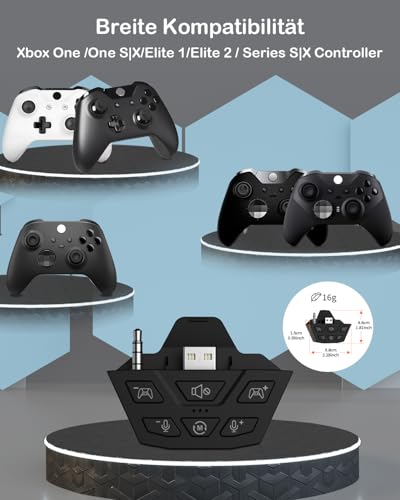 Stereo Headset Adapter, Audio Mikrofon Kopfhörer Adapter für Xbox One, Xbox Series X|S und Elite Controller, Audiobalance einstellbar (Spielesound & Voice-Chat), nicht Bluetooth kompatibel Bild 4