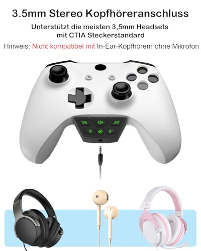 Stereo Headset Adapter, Audio Mikrofon Kopfhörer Adapter für Xbox One, Xbox Series X|S und Elite Controller, Audiobalance einstellbar (Spielesound & Voice-Chat), nicht Bluetooth kompatibel Bild 5