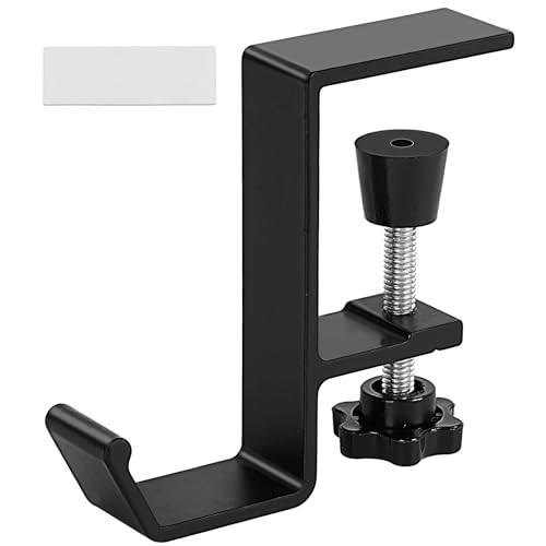AXFEE Headset Halter, Kopfhörer Ständer Mit Kleber＆Schrauben, Universal Headset Halterung Kopfhörerhalter, Klein Schreibtisch Kopfhörer Clip Haken für Tisch Gaming Zubehör Schlüssel Taschen(Schwarz) Bild 1