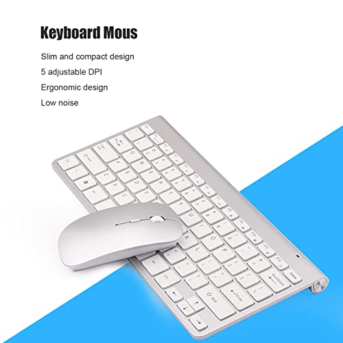 Tastatur-Maus-Kombination, kabellos, ergonomisch, geräuschlos, verstellbare DPI, schlankes Design für Arbeit, Studium, Gaming, ABS, Schwarz Bild 2