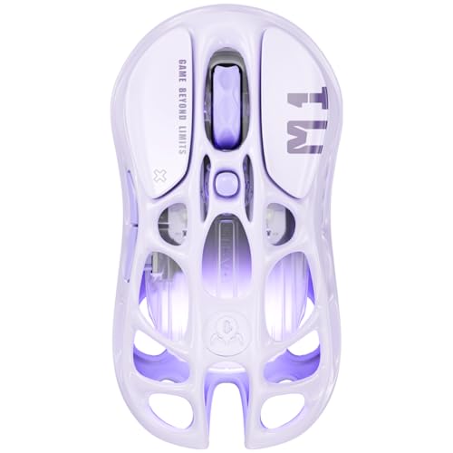 GravaStar Mercury M1 Pro Gaming-Maus, Leichte Magnesiumlegierung, 26.000 DPI, PAW3395DM Sensor, 5 programmierbare Tasten, Kabel/2.4G/BT, Bis zu 200 Std. Akku-Lila Bild 1
