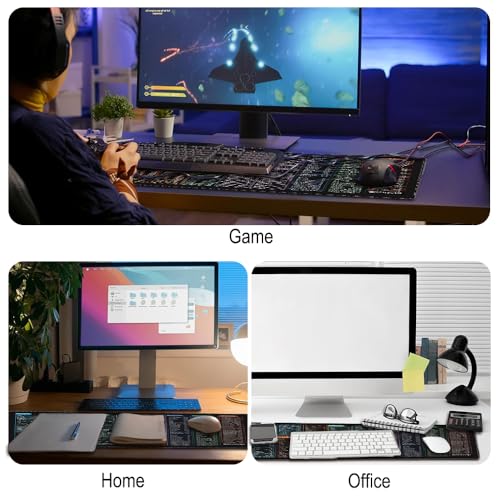 Quick Key Tastatur-Mauspad, rutschfeste Schreibtischunterlage mit Büro-Software-Shortcut-Muster, erweiterte große Gummiunterseite, Mäuse (30 x 60 cm) – Stil 17 Bild 6
