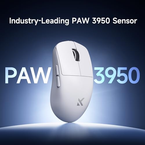 MCHOSE L7 Ultra+ Gaming Maus Kabellos, Ultraleicht, Ergonomisch, 42.000 DPI, PAW3950, Optical Switch, 20000 FPS, Dual 8K Polling, ultraschnellem 8K-Empfänger, 3-Modus-Verbindung, PC/MAC, Weiß Bild 3