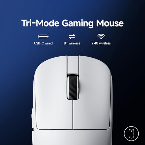 MCHOSE L7 Ultra+ Gaming Maus Kabellos, Ultraleicht, Ergonomisch, 42.000 DPI, PAW3950, Optical Switch, 20000 FPS, Dual 8K Polling, ultraschnellem 8K-Empfänger, 3-Modus-Verbindung, PC/MAC, Weiß Bild 5