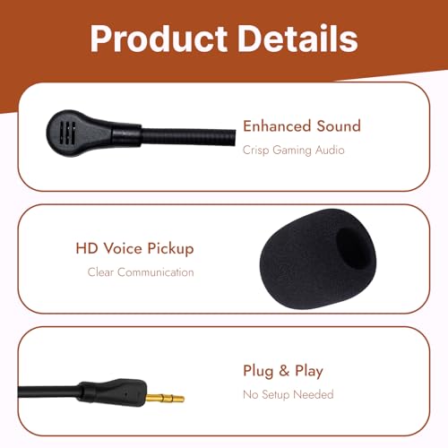Gaming Mikrofonarm für kabellose Gaming Headsets, Abnehmbares Mikrofon mit Geräuschunterdrückung und vergoldetem 3,5 mm Stecker, flexibel und drehbar für G PRO/G PRO X Bild 3