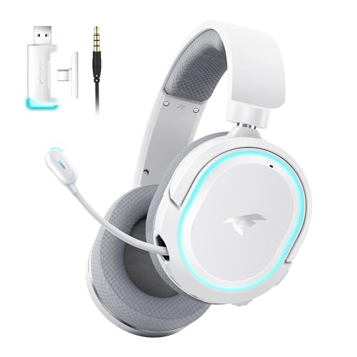Picun G2 Wireless Gaming Headset, Over-Ear 7.1 Virtual Surround Sound, 2.4GHz/Bluetooth 5.4/Wired, 5ms Ultra-Low Latency, 100H Battery, ENC Noise Canceling Mic, RGB, for PC PS5 PS4 Switch (Grau) Bild 1