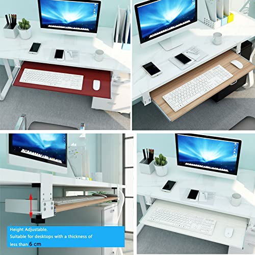Tastaturablage aus Holz mit Klemme, ausziehbare Schublade für Tastatur und Maus, extra Arbeitsplatz, perfekte Schreibtischlösung für Heimbüro und Gaming-Setup. Bild 5