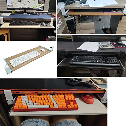 Tastaturablage aus Holz mit Klemme, ausziehbare Schublade für Tastatur und Maus, extra Arbeitsplatz, perfekte Schreibtischlösung für Heimbüro und Gaming-Setup. Bild 7
