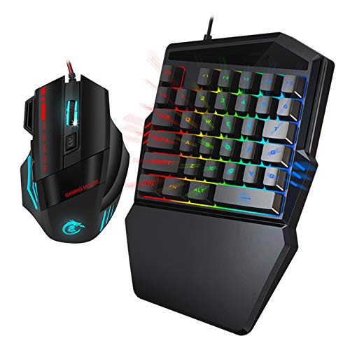 J50 Gaming-Tastatur-Maus-Kombination, Einhandtastatur mit LED-Hintergrundbeleuchtung, 5 Einstellbare DPI, Ergonomisches Design für Mac OS X PC-Spieler Bild 4
