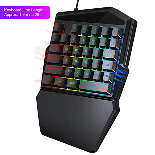 J50 Gaming-Tastatur-Maus-Kombination, Einhandtastatur mit LED-Hintergrundbeleuchtung, 5 Einstellbare DPI, Ergonomisches Design für Mac OS X PC-Spieler Bild 7