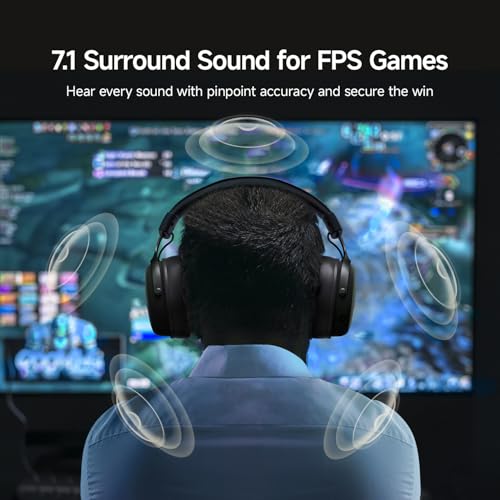 MCHOSE V9 Pro Gaming-Headset, Audio für Videospiele, 7.1 Esports Surround Sound, Schwarz Bild 2