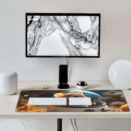 Großes Gaming-Mauspad – niedliche braune Maus, A-Druck, Gummiunterseite, Schreibtischunterlage mit genähten Kanten, Mauspad für Laptop, PC-Tastatur, Mauspad für Arbeit, Büro, Spiel, 40,6 x 89,9 cm Bild 6