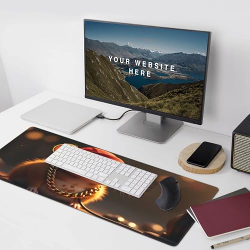 Großes Gaming-Mauspad – Coole braune Maus, A-Druck, Gummiunterseite, Schreibtischunterlage mit genähten Kanten, Mauspad für Laptop, PC-Tastatur, Mauspad für Arbeit, Büro, Spiel, 40,6 x 89,9 cm Bild 2