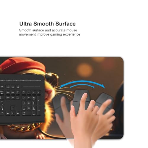 Großes Gaming-Mauspad – Coole braune Maus, A-Druck, Gummiunterseite, Schreibtischunterlage mit genähten Kanten, Mauspad für Laptop, PC-Tastatur, Mauspad für Arbeit, Büro, Spiel, 40,6 x 89,9 cm Bild 5