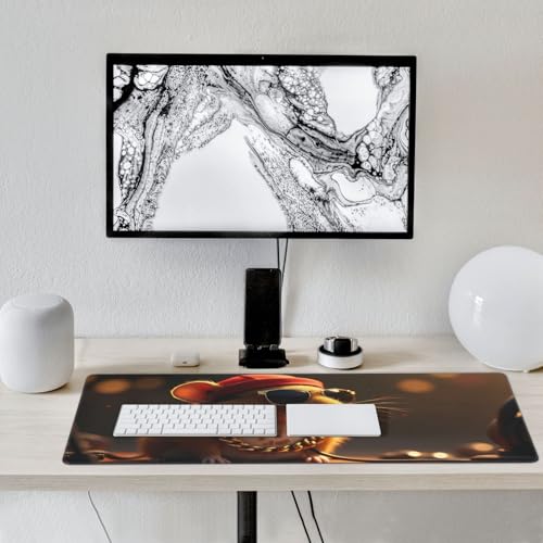 Großes Gaming-Mauspad – Coole braune Maus, A-Druck, Gummiunterseite, Schreibtischunterlage mit genähten Kanten, Mauspad für Laptop, PC-Tastatur, Mauspad für Arbeit, Büro, Spiel, 40,6 x 89,9 cm Bild 6