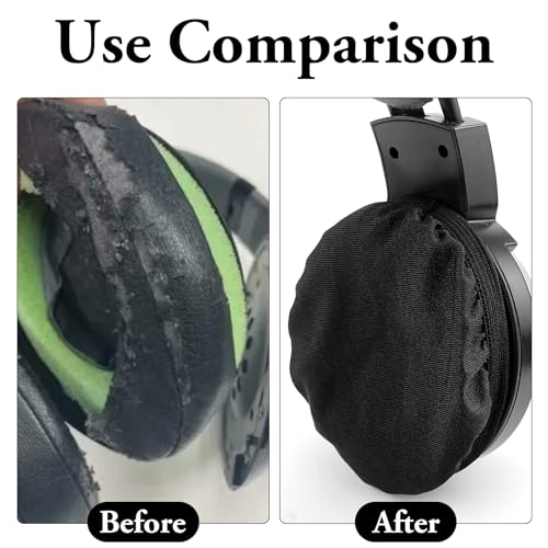 6 Stück Kopfhörer Ohrpolster, Dehnbare waschbare Kopfhörer-Abdeckungen, Kopfhörer-Ohr Abdeckungen aus flexiblem Stoff, Headset Ohrpolster, Schweißschutz für Fitnessstudio, Gaming (Schwarz & Grau) Bild 4