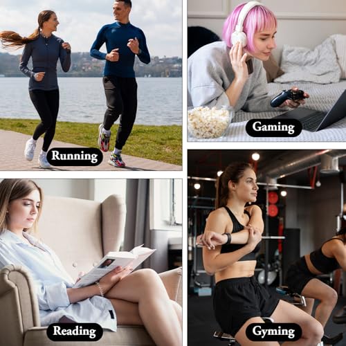 6 Stück Kopfhörer Ohrpolster, Dehnbare waschbare Kopfhörer-Abdeckungen, Kopfhörer-Ohr Abdeckungen aus flexiblem Stoff, Headset Ohrpolster, Schweißschutz für Fitnessstudio, Gaming (Schwarz & Grau) Bild 5
