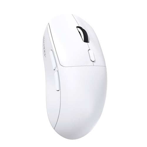 A.JAZZ NJ07 SUPERLIGHT Kabellose Computer Maus, BT/2,4 GHz/USB-C, 67g Leicht, 12800DPI, 300mAh Akku, 1kHz Abfragerate, Ergonomisches Design, Geräuscharme Gaming-und Office-Maus für PC/Mac-Weiß Bild 1
