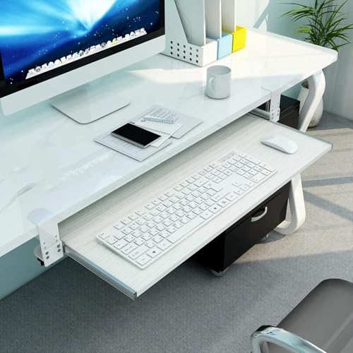 55–75 cm Tastaturablage mit Clip, Schublade unter dem Schreibtisch für Tastatur und Maus, ausziehbare Plattform, platzsparende Lösung für Home Office & Gaming Setup Bild 1