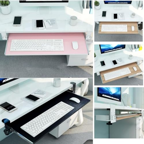 55–75 cm Tastaturablage mit Clip, Schublade unter dem Schreibtisch für Tastatur und Maus, ausziehbare Plattform, platzsparende Lösung für Home Office & Gaming Setup Bild 5